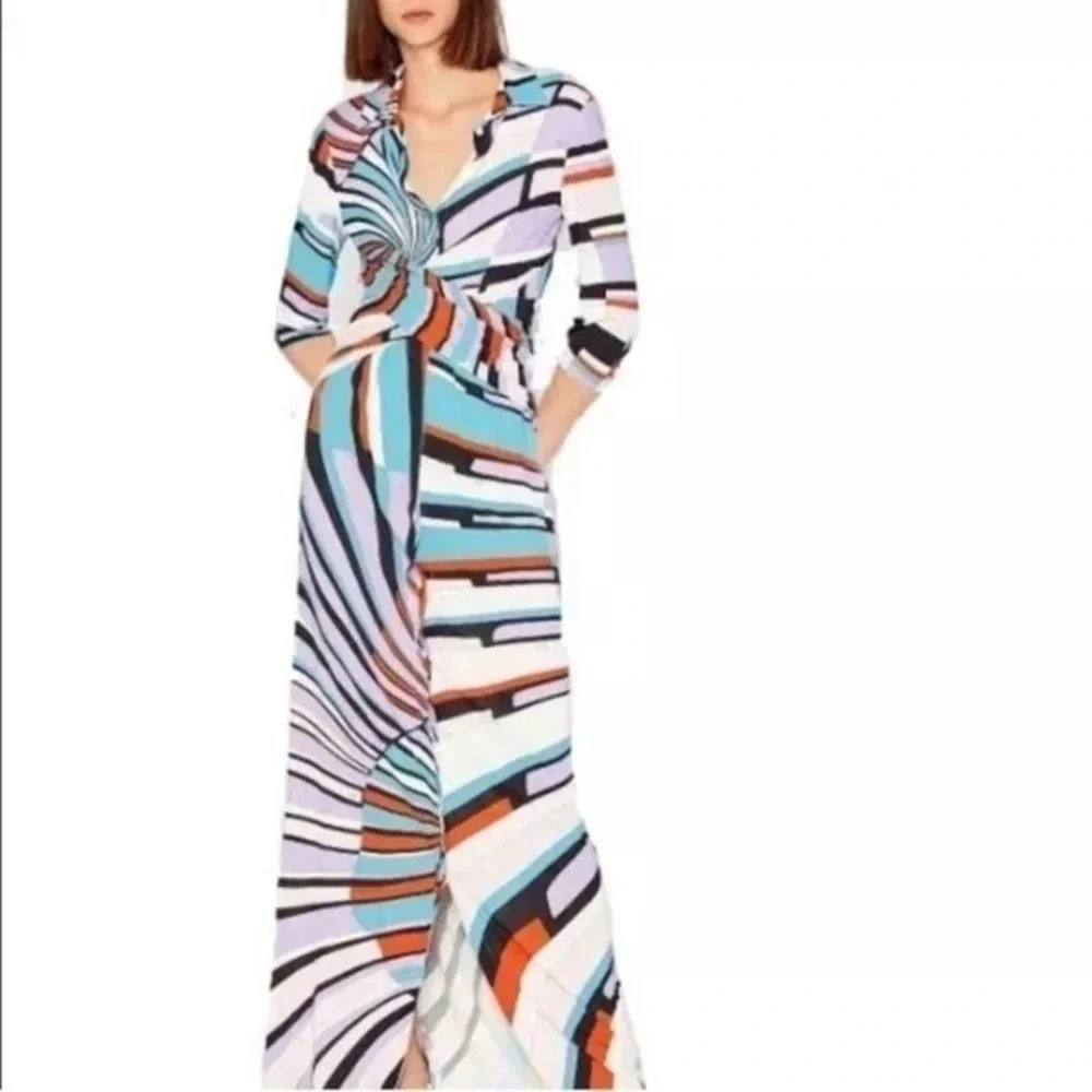 Beautiful long geometric dress Nwot